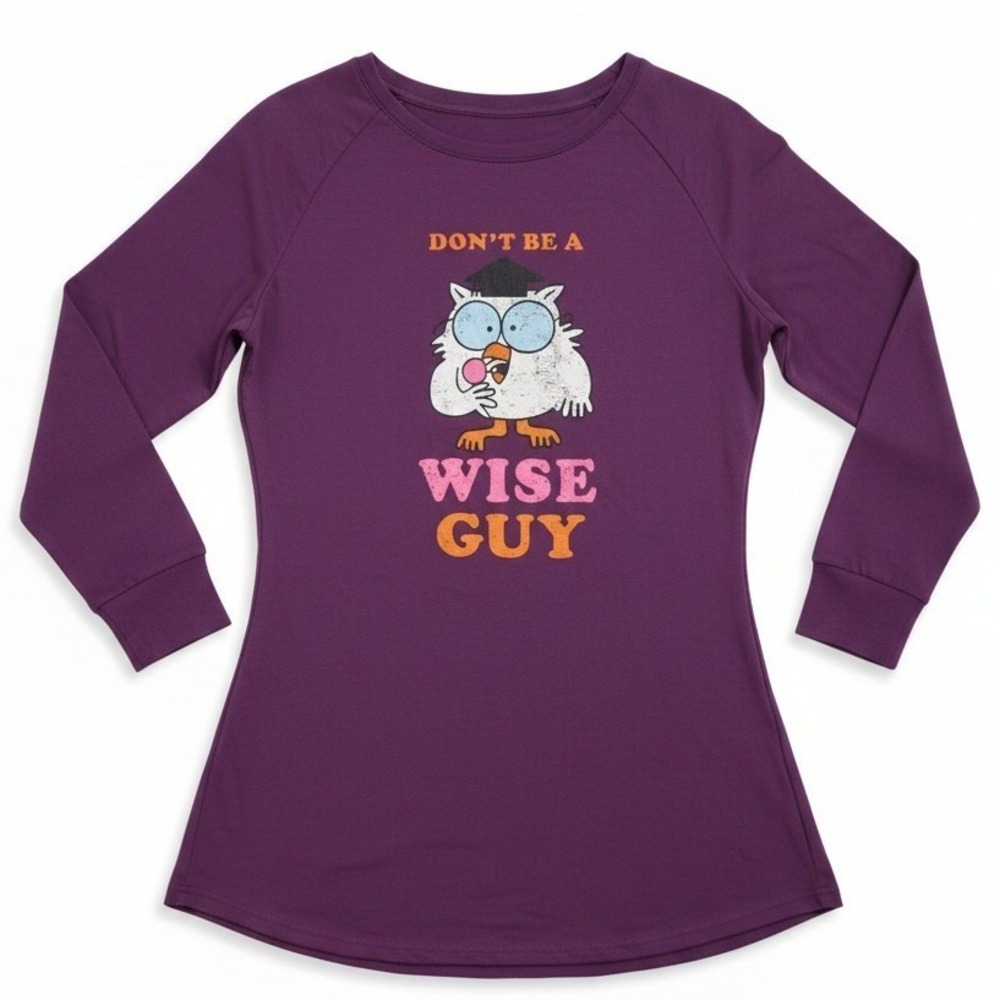 Tootsie Pops Mr Owl Purple Graphic Long Sleeve Nightgown, Unisex‎ XXL Sleepwear